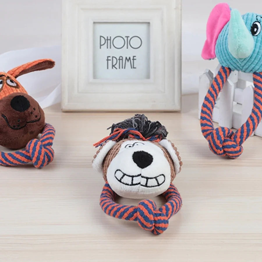 AUSIDAPET 1PC Dog Cotton Rope Toy Sound Grinding Teeth Cleaning Toy