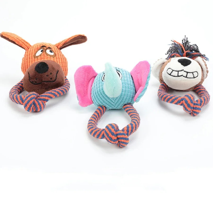 AUSIDAPET 1PC Dog Cotton Rope Toy Sound Grinding Teeth Cleaning Toy