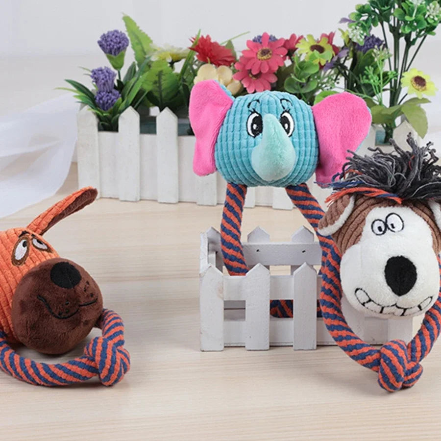 AUSIDAPET 1PC Dog Cotton Rope Toy Sound Grinding Teeth Cleaning Toy