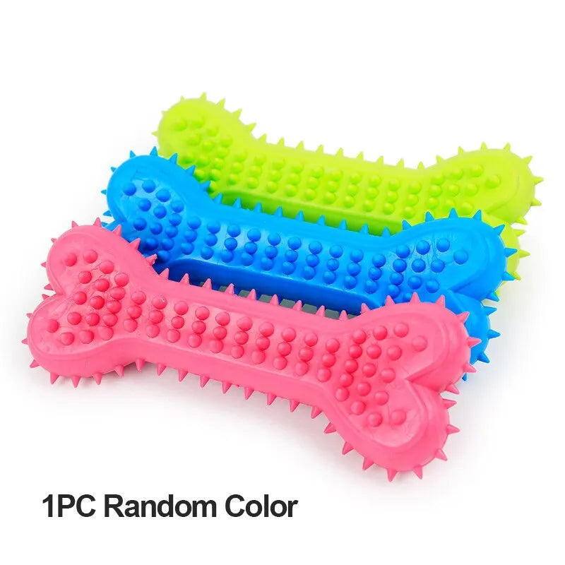 AUSIDAPET 1PC Pet Chew Toy Soft Rubber Bite-resistance Bone Shape Teeth Grinding Chewing Toys for Small Dogs Training Pet Supplies