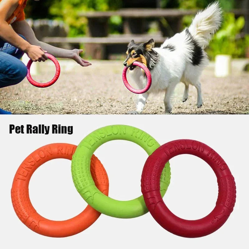 AUSIDAPET 27cm Pet Flying Discs Dog Toy Interactive Training Ring Puller Resistant Tooth cleaning Dogs Game Bite Floating Chewing Supplies