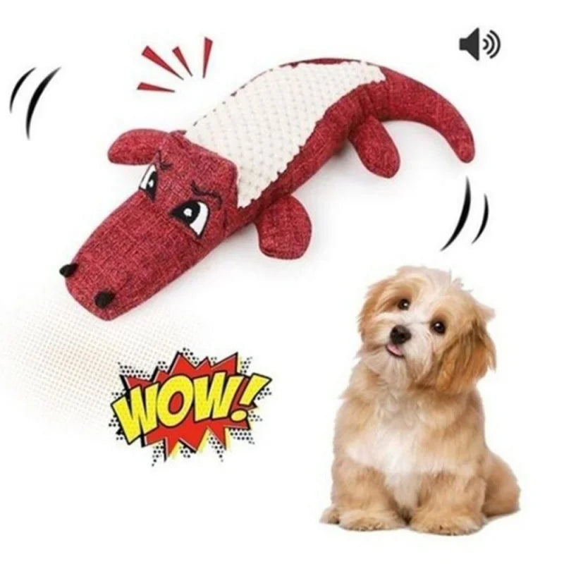 AUSIDAPET A Durable Crocodile Plush Toy, Pet Audible Toy, Bite Resistant Teething Pet Toy for Dog Teething and Interactive Games