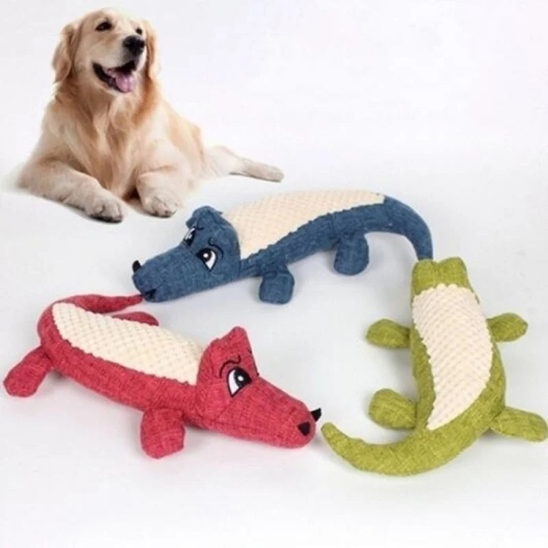 AUSIDAPET A Durable Crocodile Plush Toy, Pet Audible Toy, Bite Resistant Teething Pet Toy for Dog Teething and Interactive Games