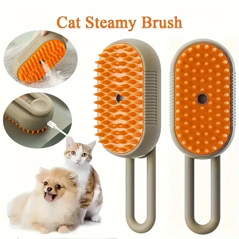 AUSIDAPET Cat Dog Pet Spray Massage Brush One Button Steam Spray Folding Rotatable Floating Hair Bath Hair Removal Brush Comb