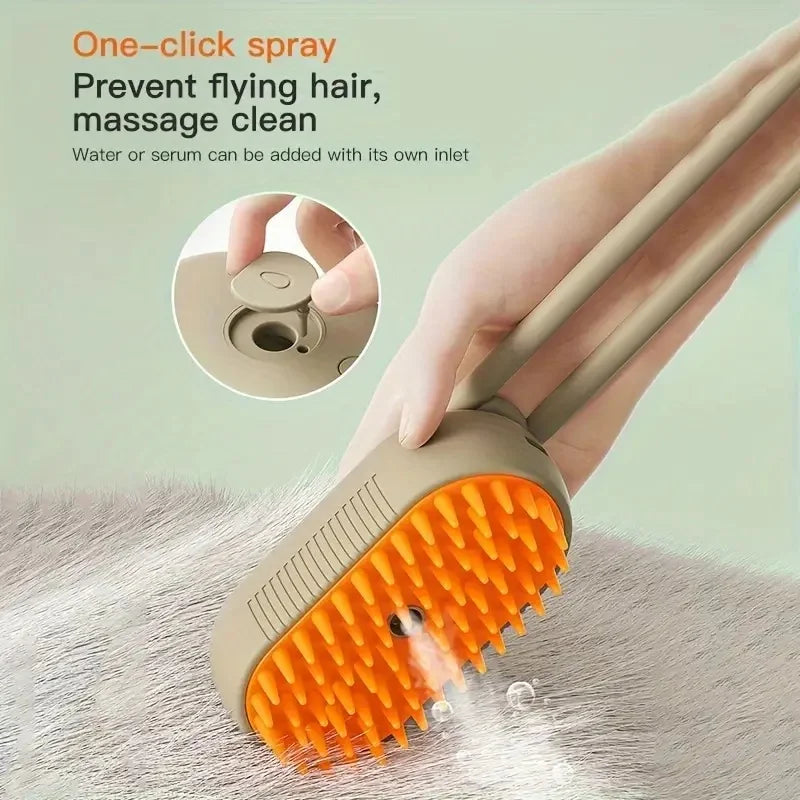 AUSIDAPET Cat Dog Pet Spray Massage Brush One Button Steam Spray Folding Rotatable Floating Hair Bath Hair Removal Brush Comb