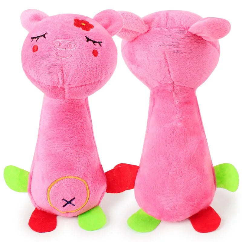 AUSIDAPET Cute Plush Toy Sound Toy Stuffed Squeaky Animal Squeak Dog Toy Cleaning Tooth Dog Chew Rope Toys