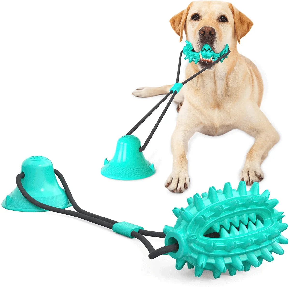 AUSIDAPET Dog Chew Toys,for Aggressive Chewers,Interactive Dog Suction Cup Toy,Teething Rope Toy,Dog Puzzle Treat Food Dispensing Ball Toy