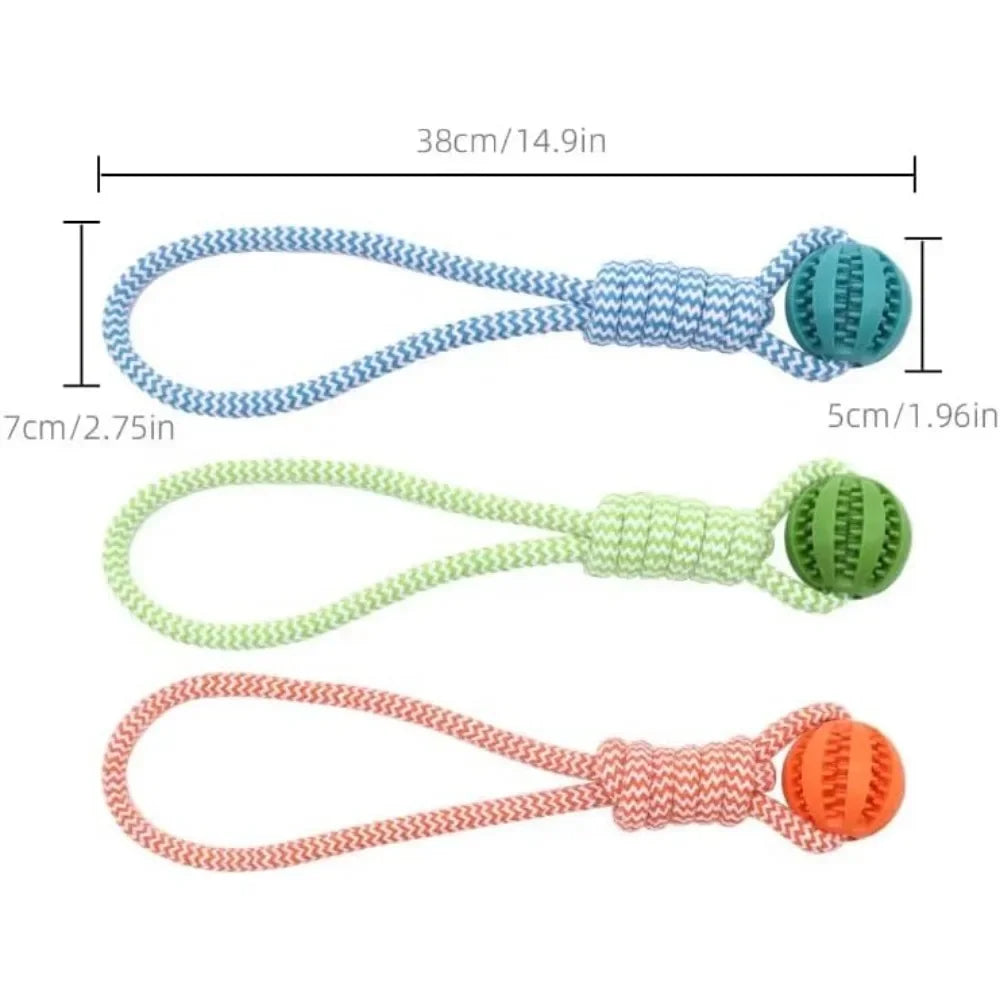 AUSIDAPET Dog Rope Ball Bite Resistance Training Ball with Rope Interesting Puzzle Teething Toy for Molar Teeth Cleaning Boredom Relieving