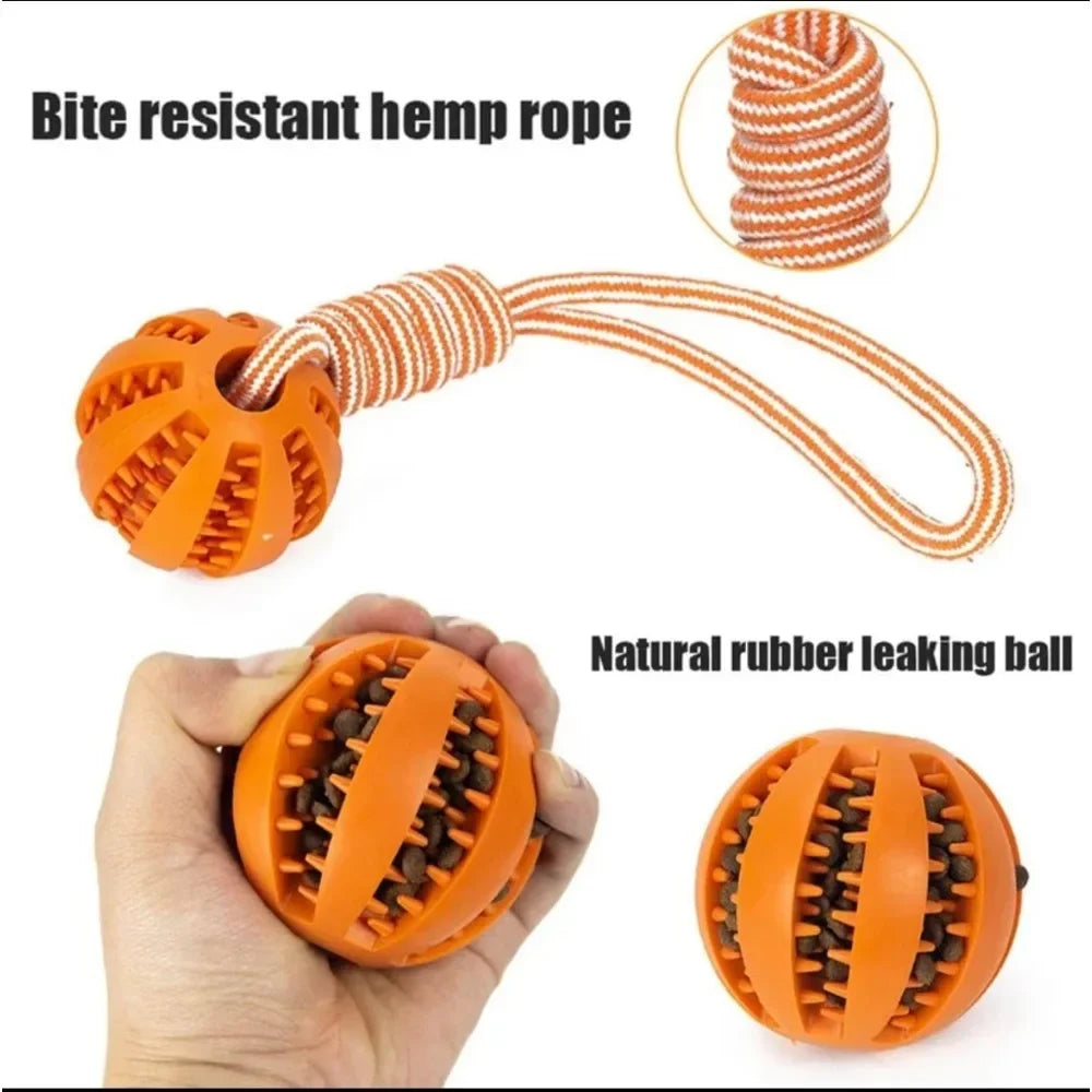 AUSIDAPET Dog Rope Ball Bite Resistance Training Ball with Rope Interesting Puzzle Teething Toy for Molar Teeth Cleaning Boredom Relieving