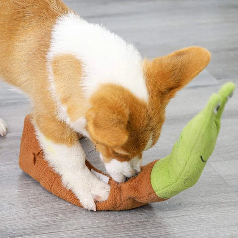 AUSIDAPET Dog Squeak Toys Pet Sniffing Plush Snails Toys Tibetan Food Molar Puzzle Dog Toys Interactive Dog Puzzle Toy Feeder Pet Supply