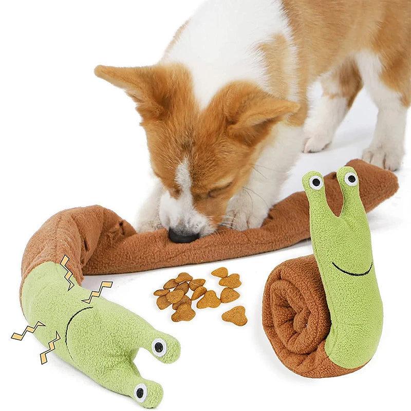 AUSIDAPET Dog Squeak Toys Pet Sniffing Plush Snails Toys Tibetan Food Molar Puzzle Dog Toys Interactive Dog Puzzle Toy Feeder Pet Supply