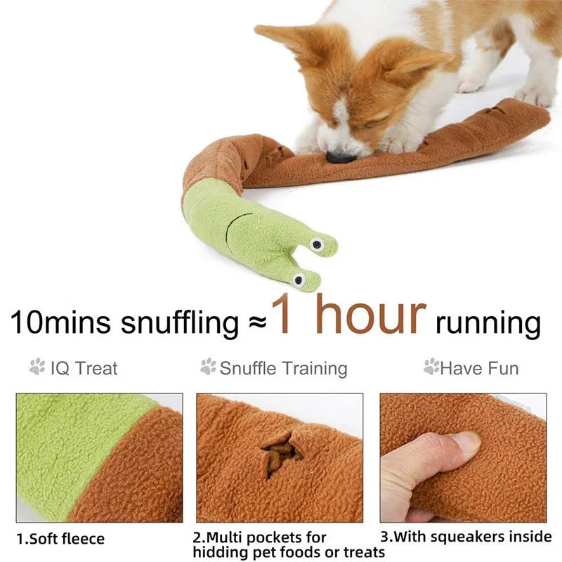 AUSIDAPET Dog Squeak Toys Pet Sniffing Plush Snails Toys Tibetan Food Molar Puzzle Dog Toys Interactive Dog Puzzle Toy Feeder Pet Supply