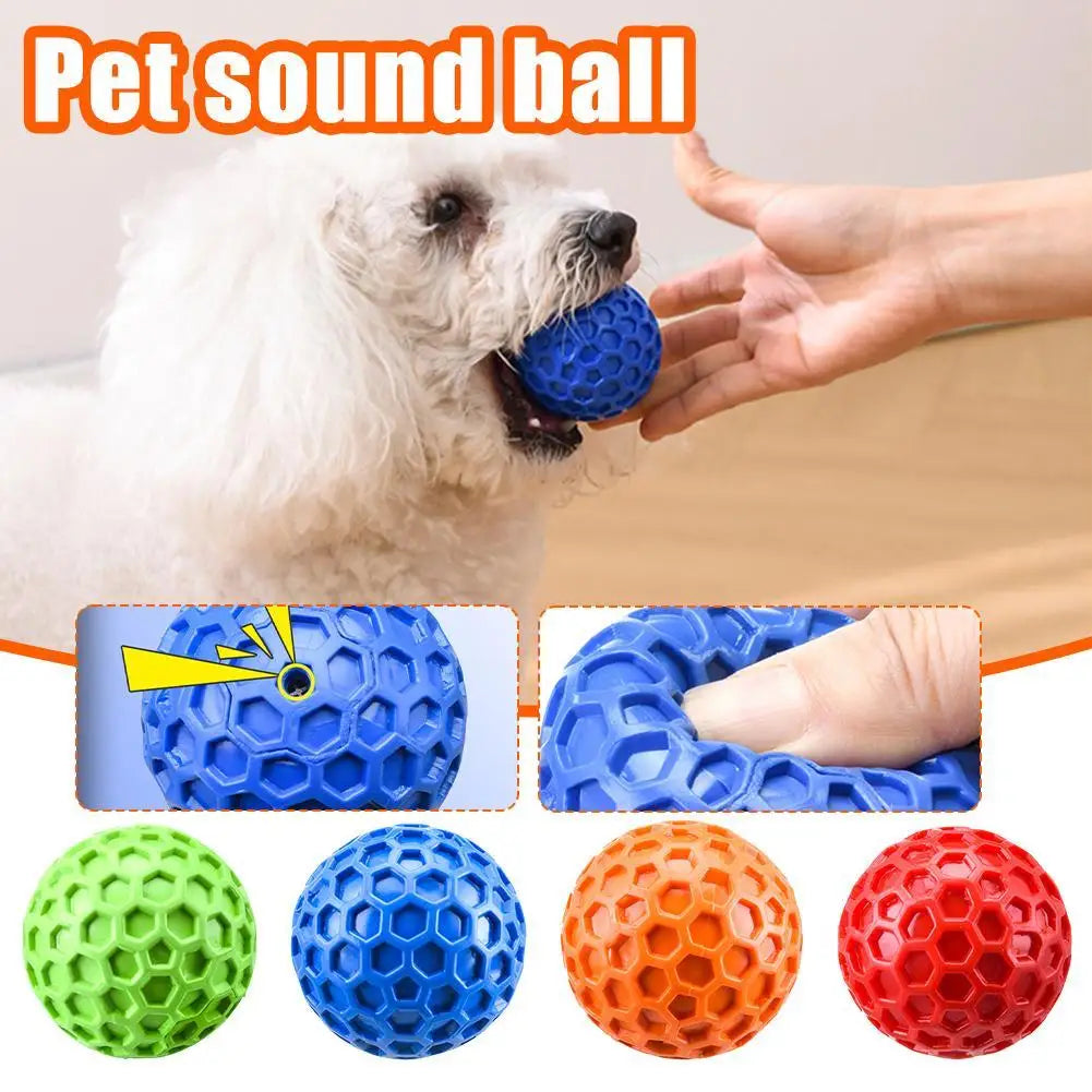AUSIDAPET Dog Toys Bite Resistant Interactive Throwing Sound Honeycomb Balls Natural Rubber Teething Clean Teeth Toys Pet Products