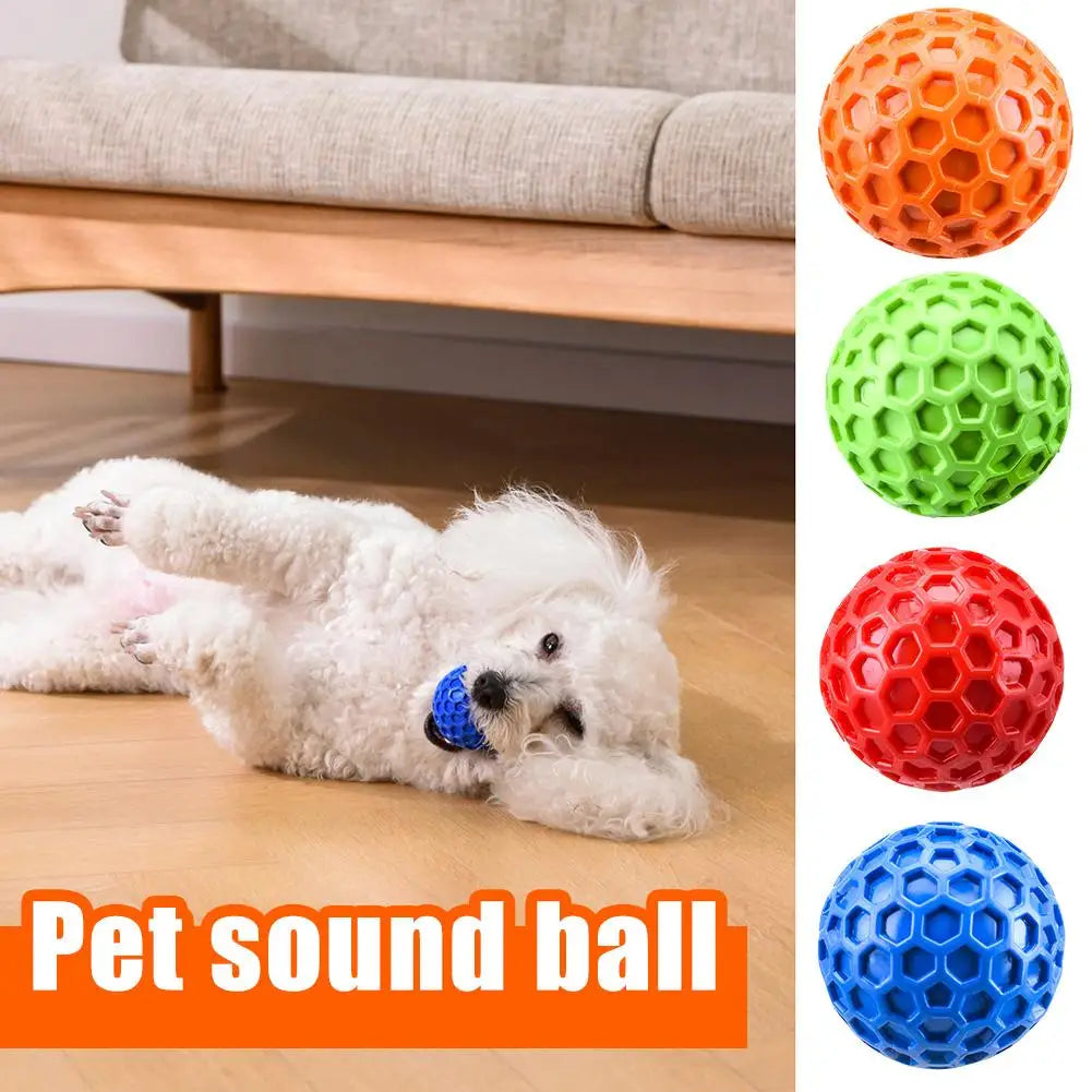 AUSIDAPET Dog Toys Bite Resistant Interactive Throwing Sound Honeycomb Balls Natural Rubber Teething Clean Teeth Toys Pet Products