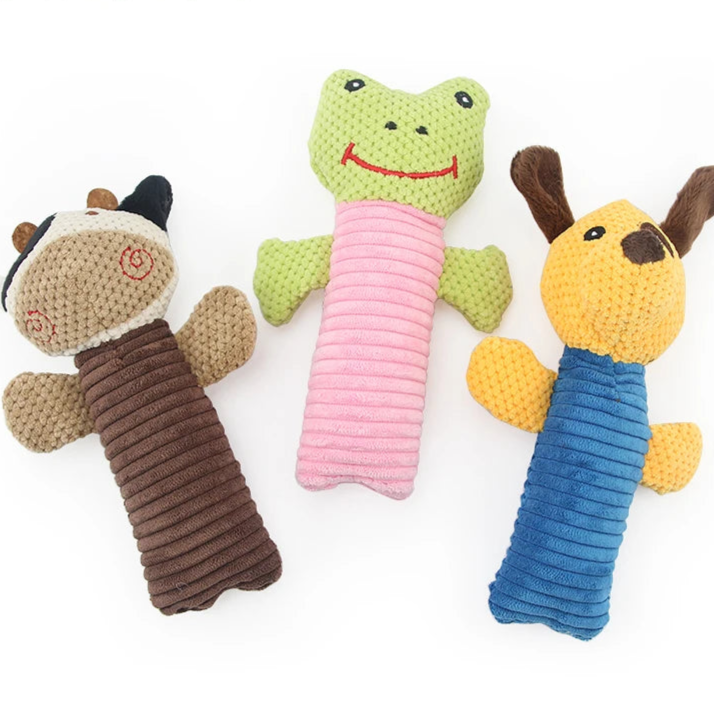 AUSIDAPET Dog Toys Plush Cow Frog Squeaky Sound Pet Molar Interactive Game Chew Bite Cleaning Teeth Puppy Cats Funny Toy Pet Supplies