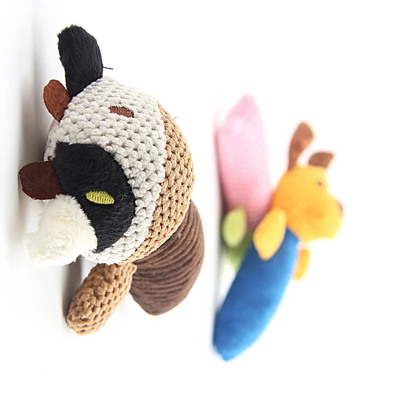 AUSIDAPET Dog Toys Plush Cow Frog Squeaky Sound Pet Molar Interactive Game Chew Bite Cleaning Teeth Puppy Cats Funny Toy Pet Supplies