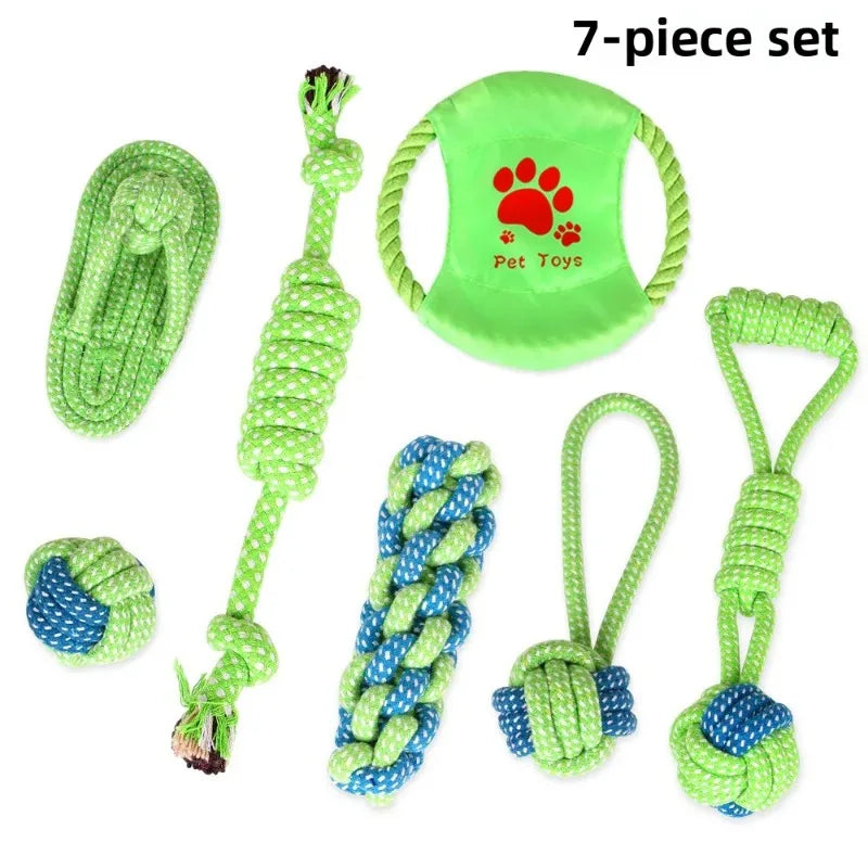 AUSIDAPET Dog Toys Set Chewing Pet Cotton Rope Interactive Knot Pets Toy Chew Bite Molar Interaction Dogs Supplies Accessories