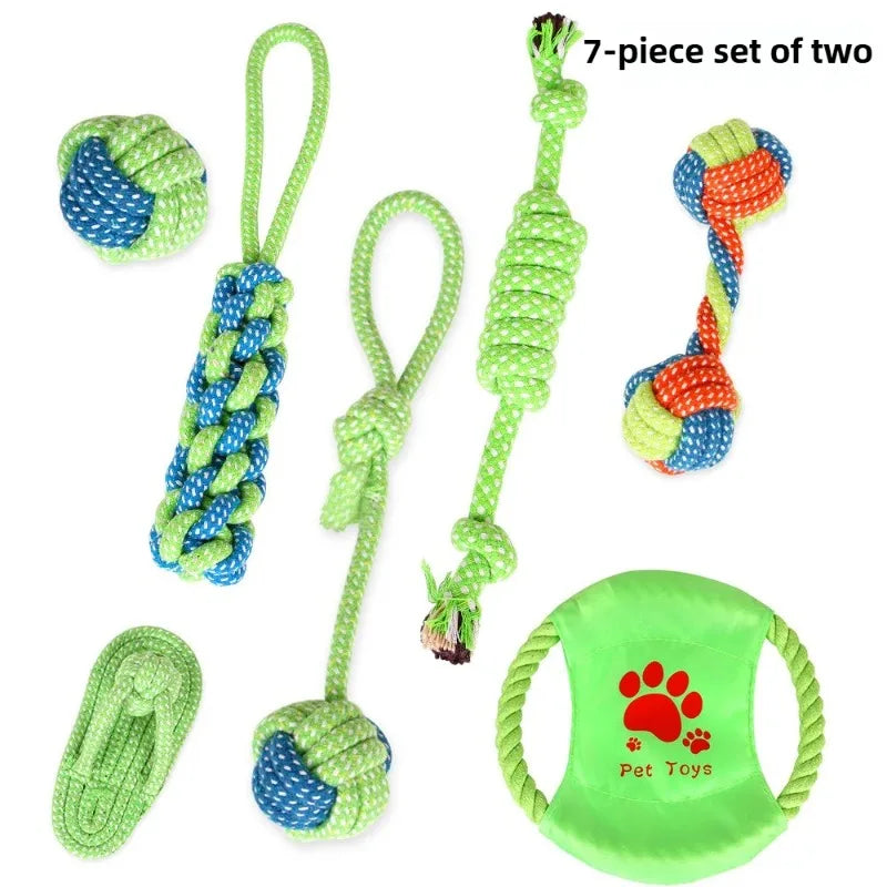 AUSIDAPET Dog Toys Set Chewing Pet Cotton Rope Interactive Knot Pets Toy Chew Bite Molar Interaction Dogs Supplies Accessories