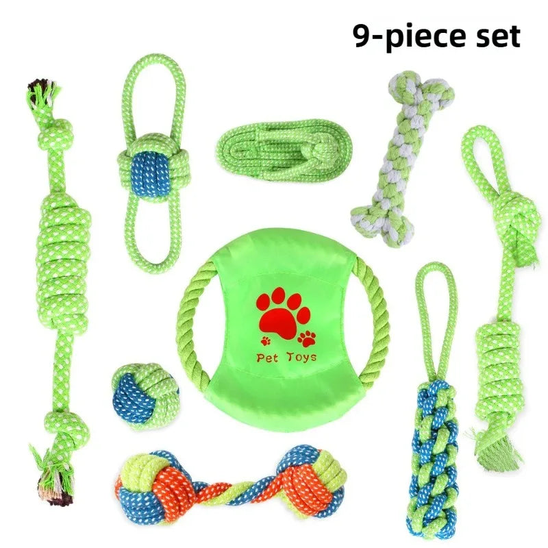 AUSIDAPET Dog Toys Set Chewing Pet Cotton Rope Interactive Knot Pets Toy Chew Bite Molar Interaction Dogs Supplies Accessories