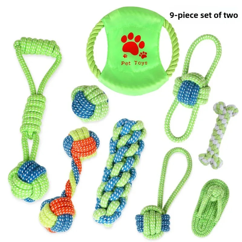 AUSIDAPET Dog Toys Set Chewing Pet Cotton Rope Interactive Knot Pets Toy Chew Bite Molar Interaction Dogs Supplies Accessories