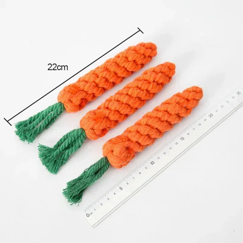 AUSIDAPET Dogs Toy 1Pc Carrot Dog Rope Resistant Puppy Molar Cleaning Teeth Grinding Training Supplies Chew Bite Toy Durable Braided Bite