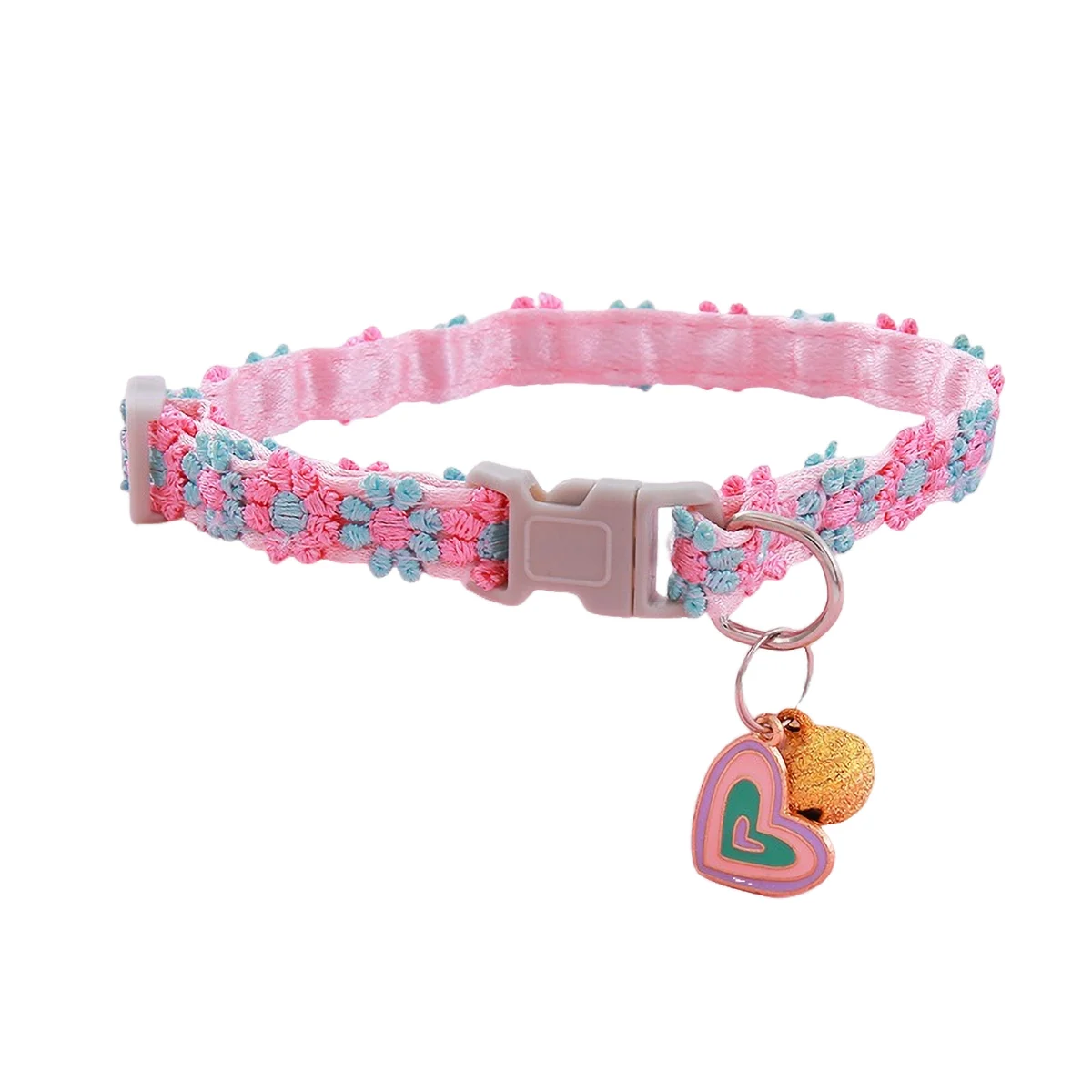 AUSIDAPET Floral Lace Cat Collar with Bells - Soft Satin & Metal Charms, 20-30cm Adjustable for Daily/Special Occasions