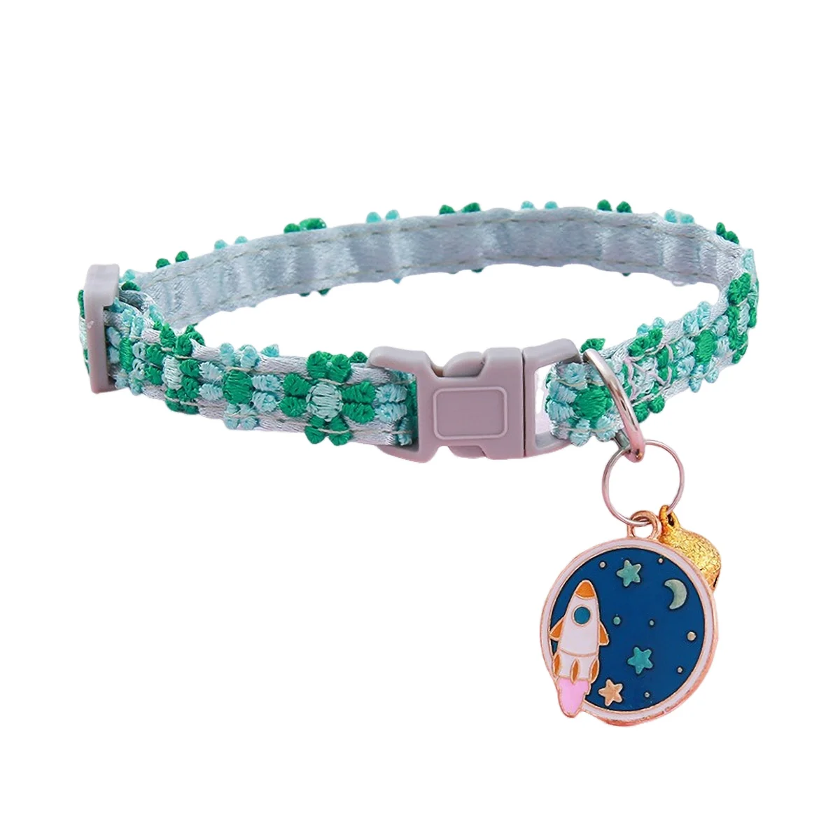 AUSIDAPET Floral Lace Cat Collar with Bells - Soft Satin & Metal Charms, 20-30cm Adjustable for Daily/Special Occasions