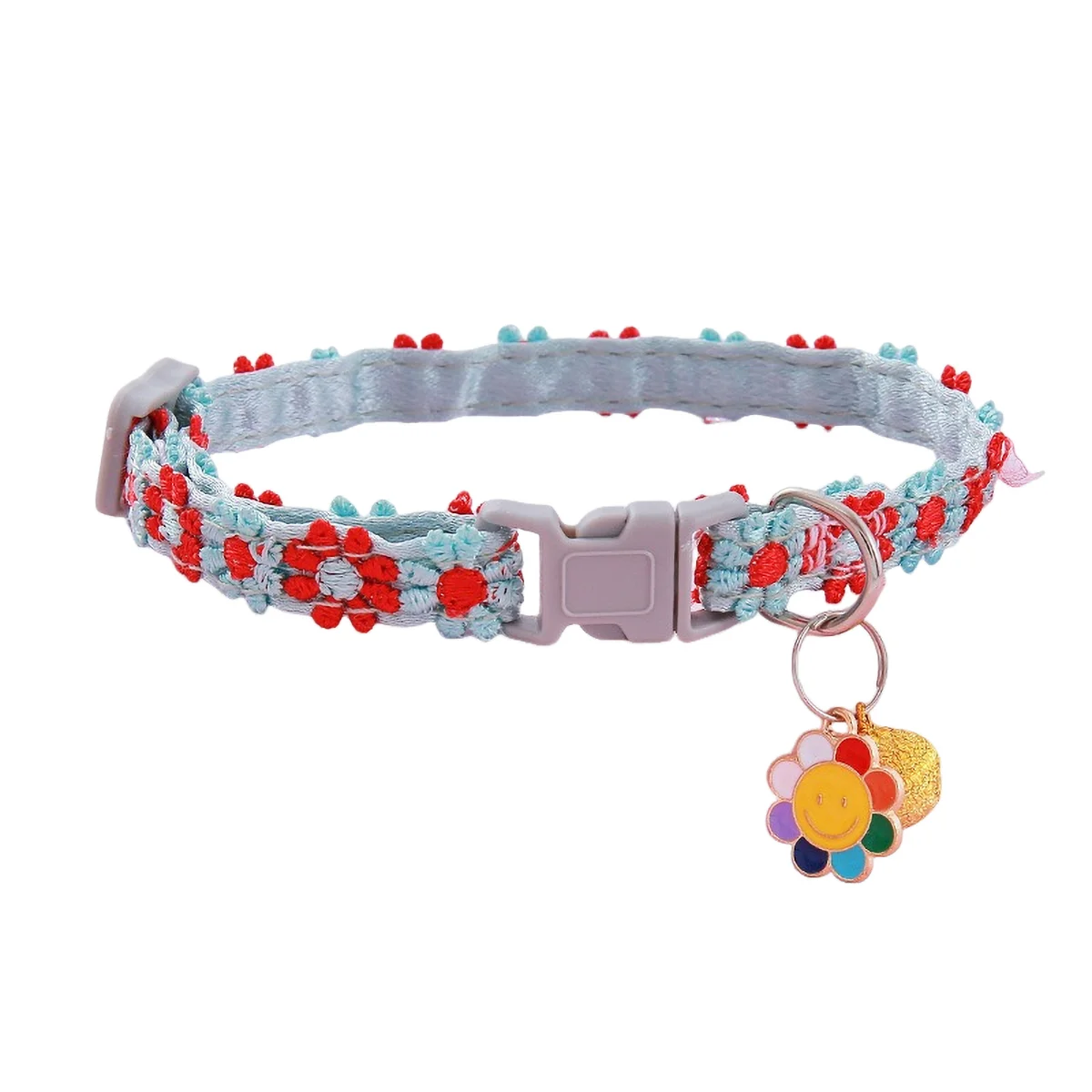 AUSIDAPET Floral Lace Cat Collar with Bells - Soft Satin & Metal Charms, 20-30cm Adjustable for Daily/Special Occasions