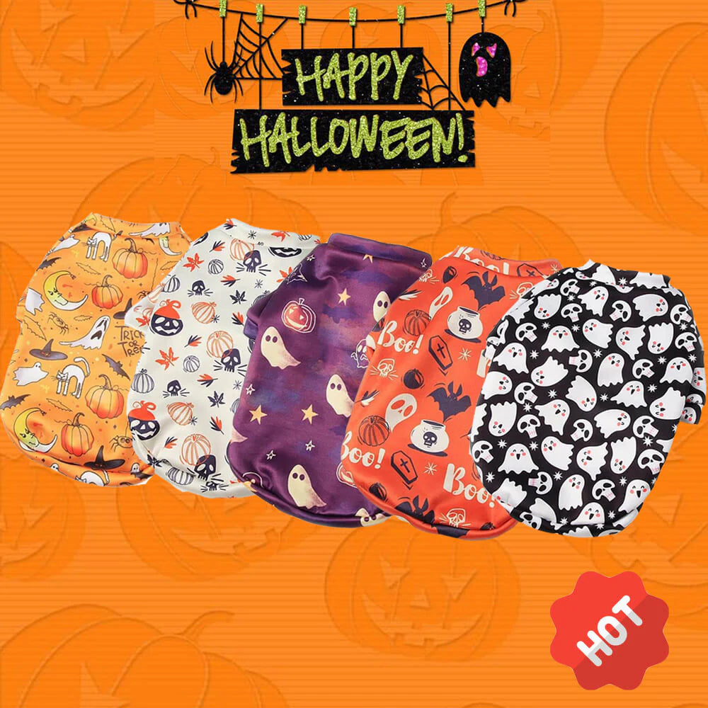 AUSIDAPET Halloween Plush Pet Costume – Cozy Pumpkin & Ghost Outfit for Dogs & Cats