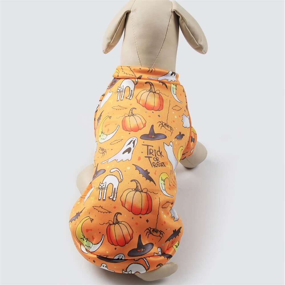 AUSIDAPET Halloween Plush Pet Costume – Cozy Pumpkin & Ghost Outfit for Dogs & Cats