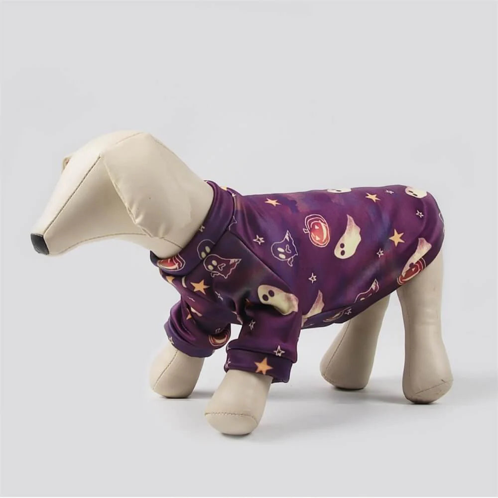 AUSIDAPET Halloween Plush Pet Costume – Cozy Pumpkin & Ghost Outfit for Dogs & Cats