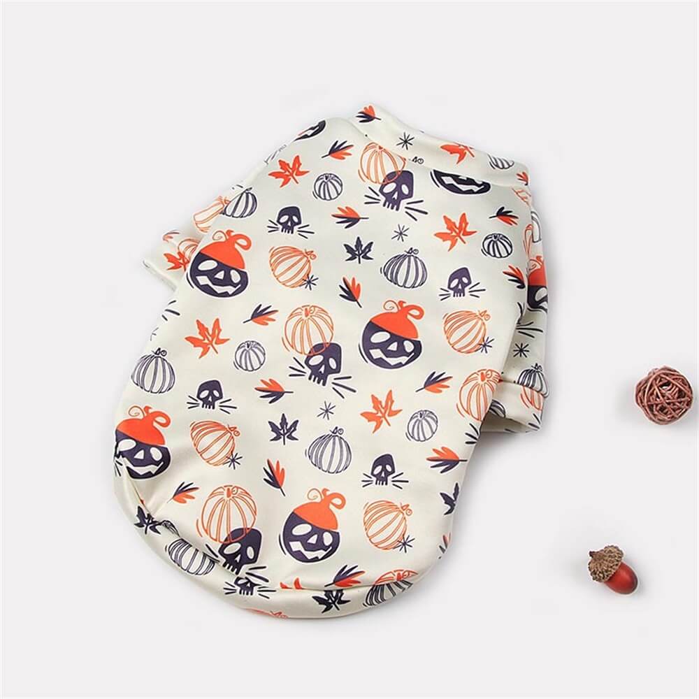 AUSIDAPET Halloween Plush Pet Costume – Cozy Pumpkin & Ghost Outfit for Dogs & Cats