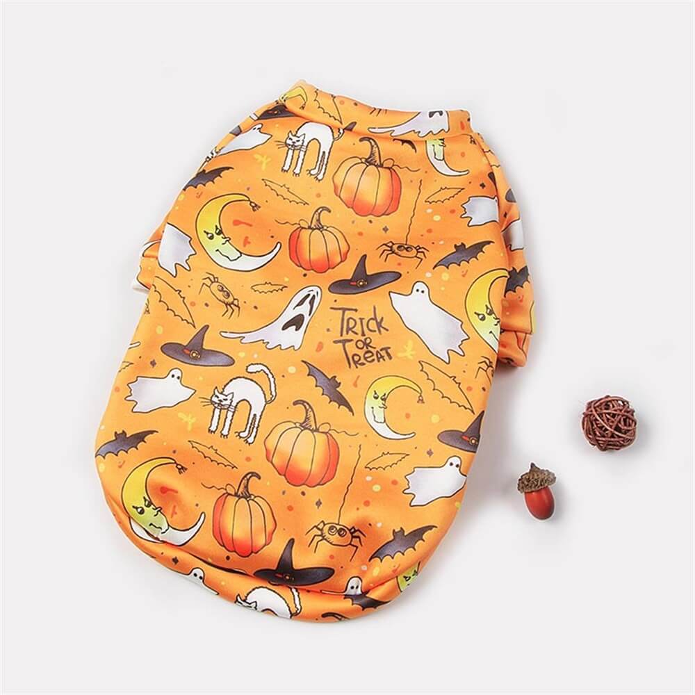 AUSIDAPET Halloween Plush Pet Costume – Cozy Pumpkin & Ghost Outfit for Dogs & Cats