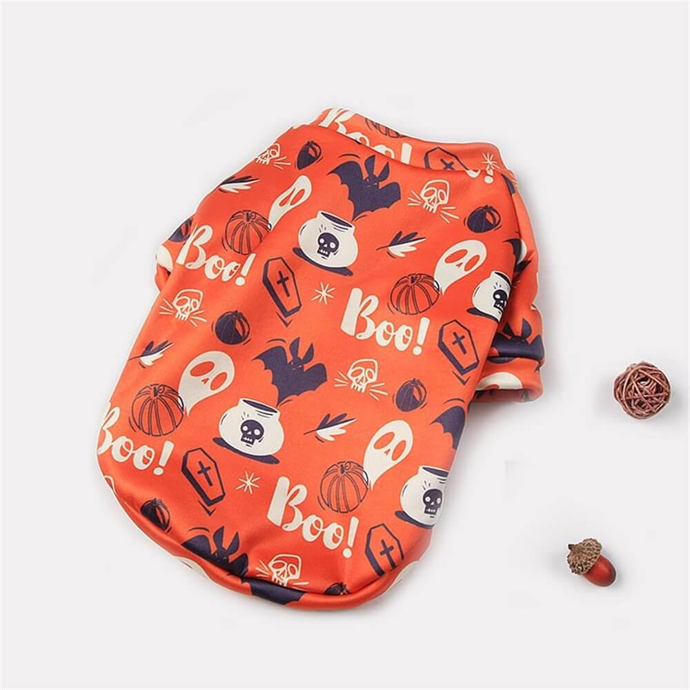 AUSIDAPET Halloween Plush Pet Costume – Cozy Pumpkin & Ghost Outfit for Dogs & Cats