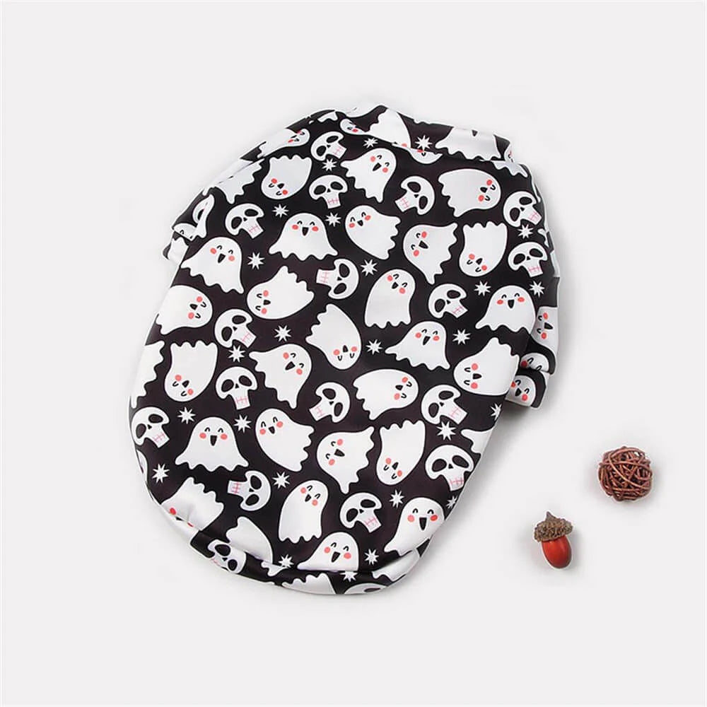 AUSIDAPET Halloween Plush Pet Costume – Cozy Pumpkin & Ghost Outfit for Dogs & Cats