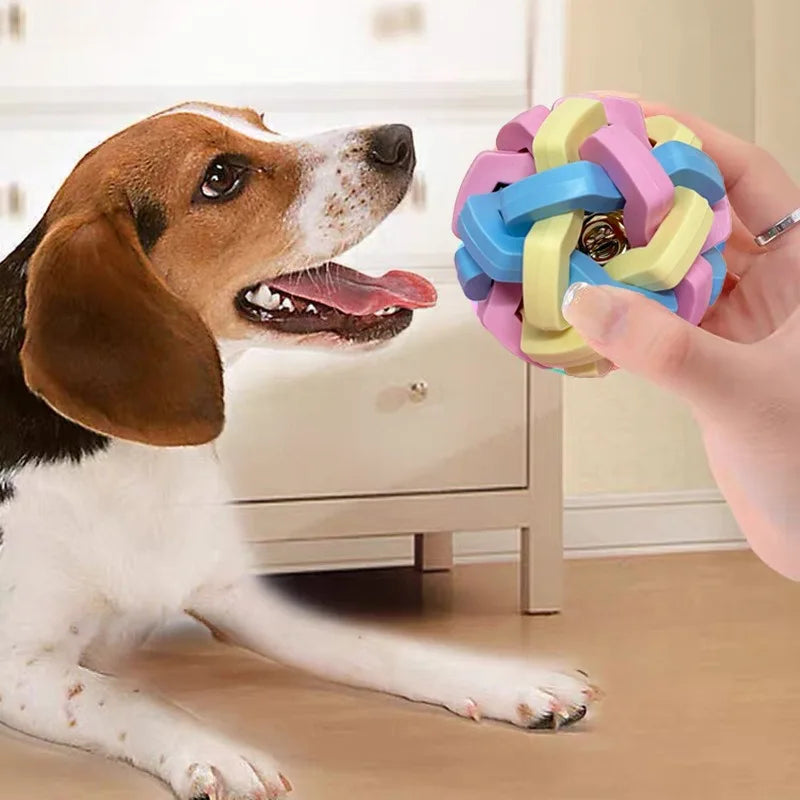 AUSIDAPET Pet cat dog toy macaron woven bell ball TPR elastic ball teeth grinding anti bite relief pet toy