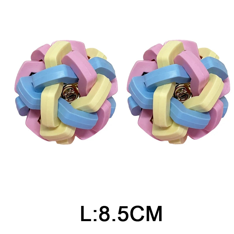 AUSIDAPET Pet cat dog toy macaron woven bell ball TPR elastic ball teeth grinding anti bite relief pet toy