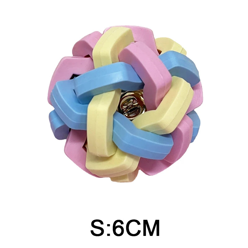 AUSIDAPET Pet cat dog toy macaron woven bell ball TPR elastic ball teeth grinding anti bite relief pet toy