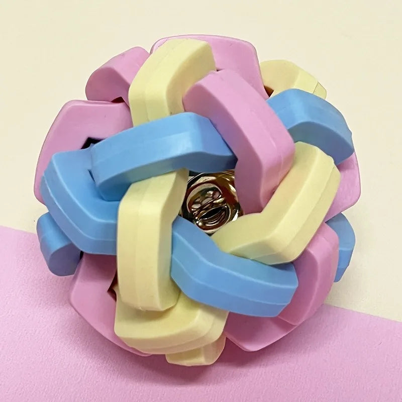 AUSIDAPET Pet cat dog toy macaron woven bell ball TPR elastic ball teeth grinding anti bite relief pet toy