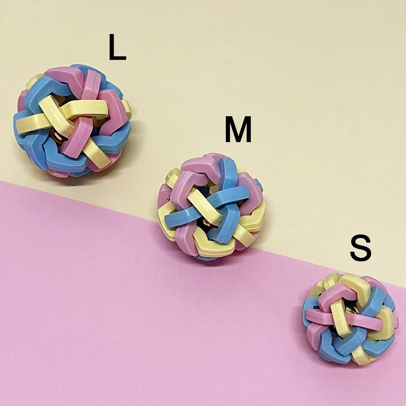 AUSIDAPET Pet cat dog toy macaron woven bell ball TPR elastic ball teeth grinding anti bite relief pet toy