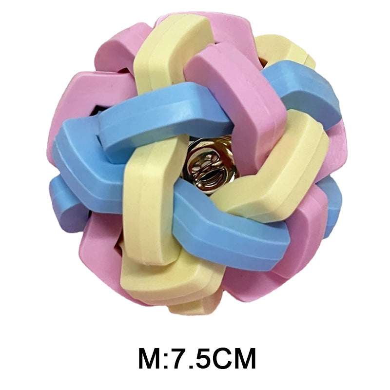 AUSIDAPET Pet cat dog toy macaron woven bell ball TPR elastic ball teeth grinding anti bite relief pet toy