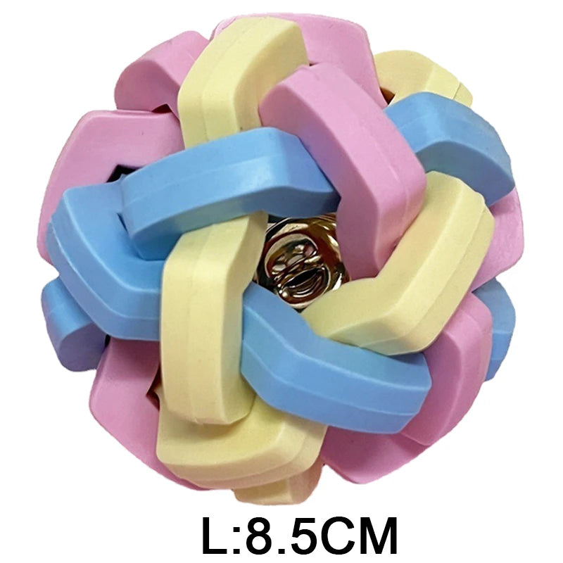 AUSIDAPET Pet cat dog toy macaron woven bell ball TPR elastic ball teeth grinding anti bite relief pet toy