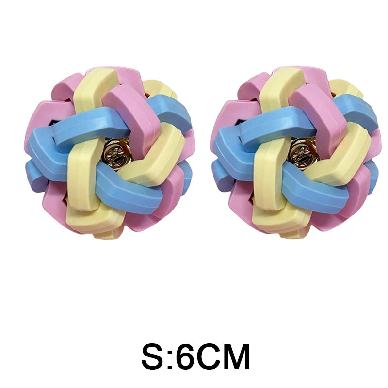 AUSIDAPET Pet cat dog toy macaron woven bell ball TPR elastic ball teeth grinding anti bite relief pet toy