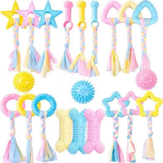 AUSIDAPET Pet Dog Toys for Small Dog Chews TPR Knot Toys Bite Resistant Molar Teeth Cleaning Puppy Training Supplies Interactive Accessori