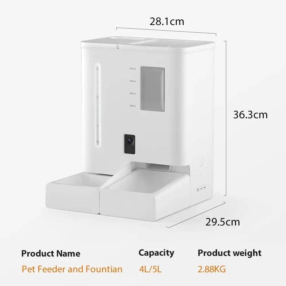 AUSIDAPET Pet Food Feeder And Water Dispenser Set 2 In 1 Automatic Cat Feeder And Water Fountain With Camera Monitor