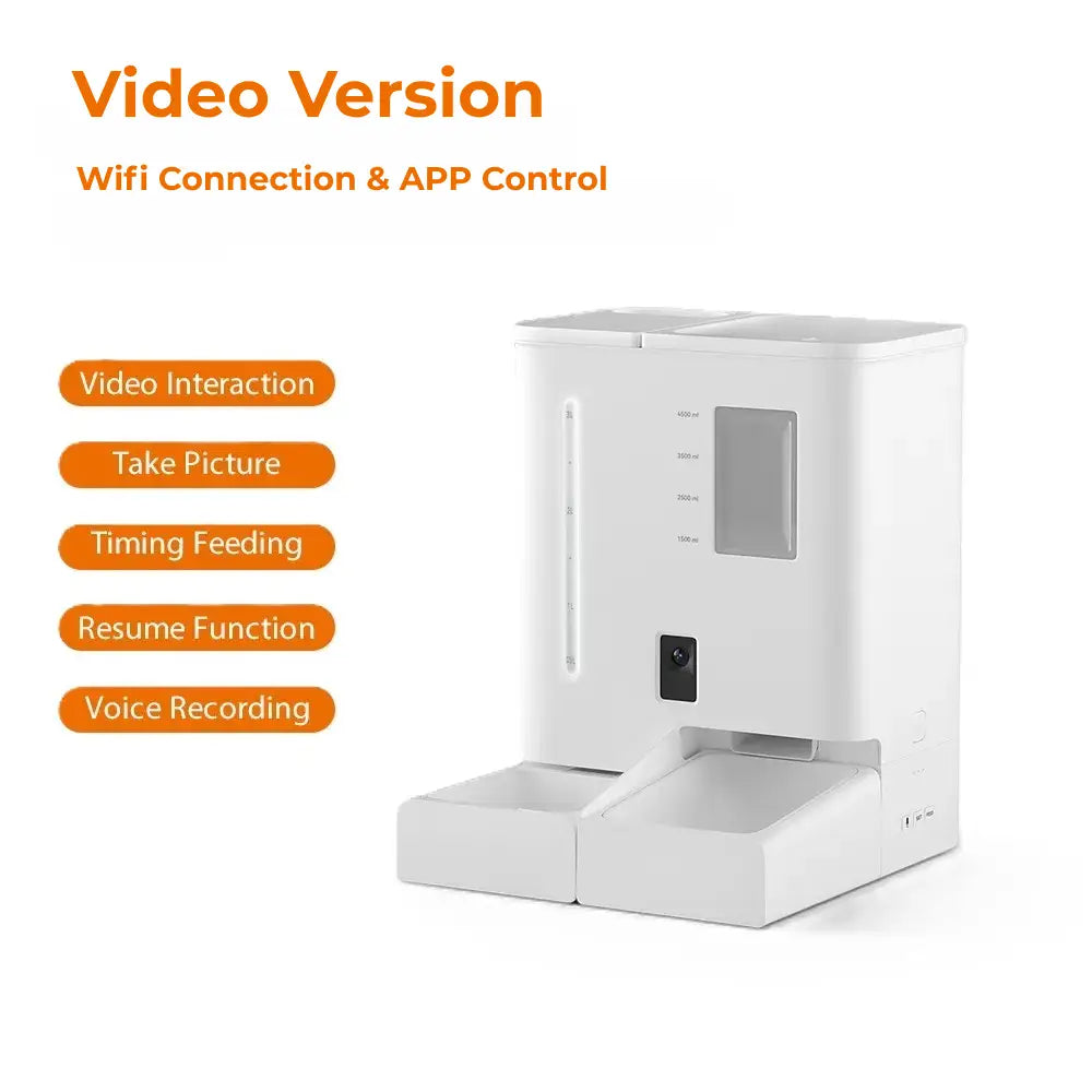 AUSIDAPET Pet Food Feeder And Water Dispenser Set 2 In 1 Automatic Cat Feeder And Water Fountain With Camera Monitor