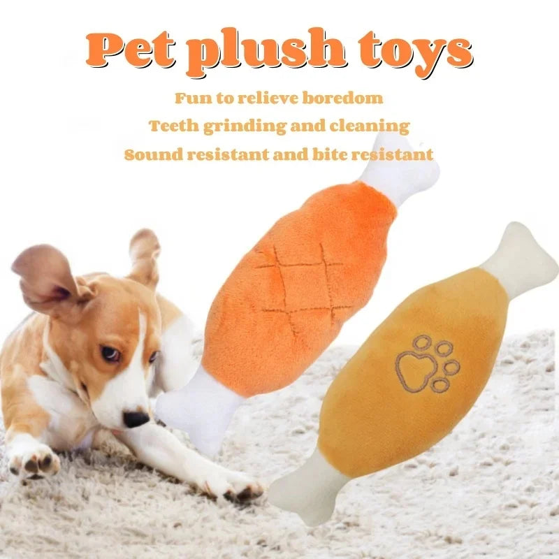 AUSIDAPET Pet Plush Toys Chicken Legs Shape Dog Toy Chew Toy Stuffed Squeaking Cute Plush Puzzle for Small Dog Puppy Chew Squeaky Toy