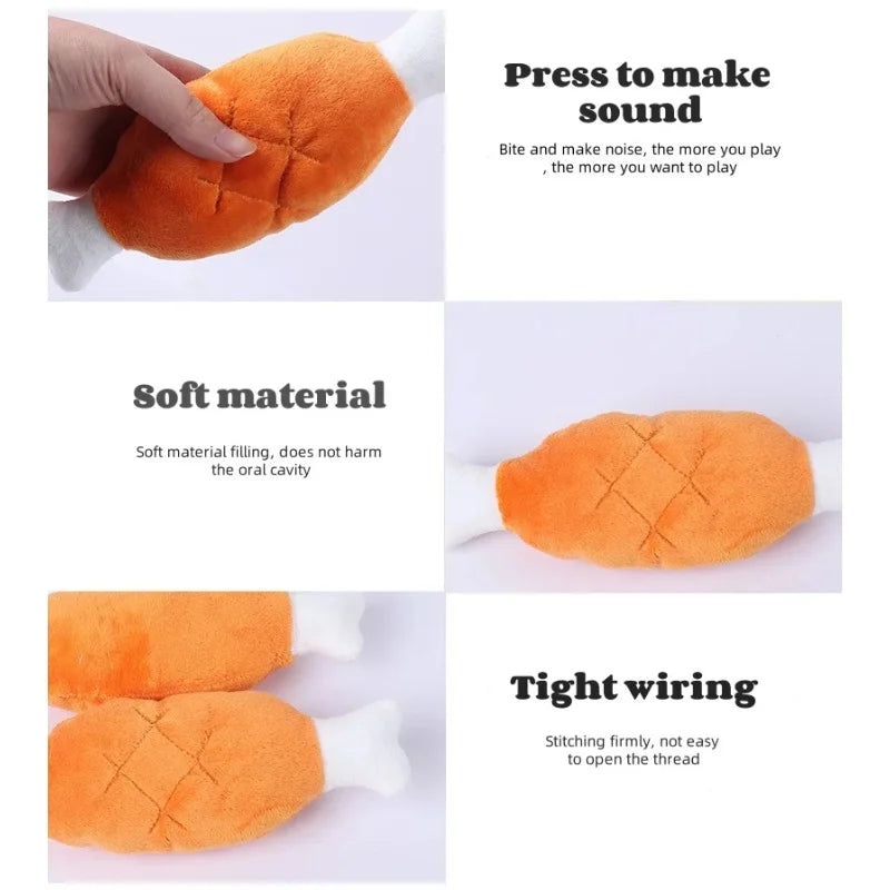 AUSIDAPET Pet Plush Toys Chicken Legs Shape Dog Toy Chew Toy Stuffed Squeaking Cute Plush Puzzle for Small Dog Puppy Chew Squeaky Toy