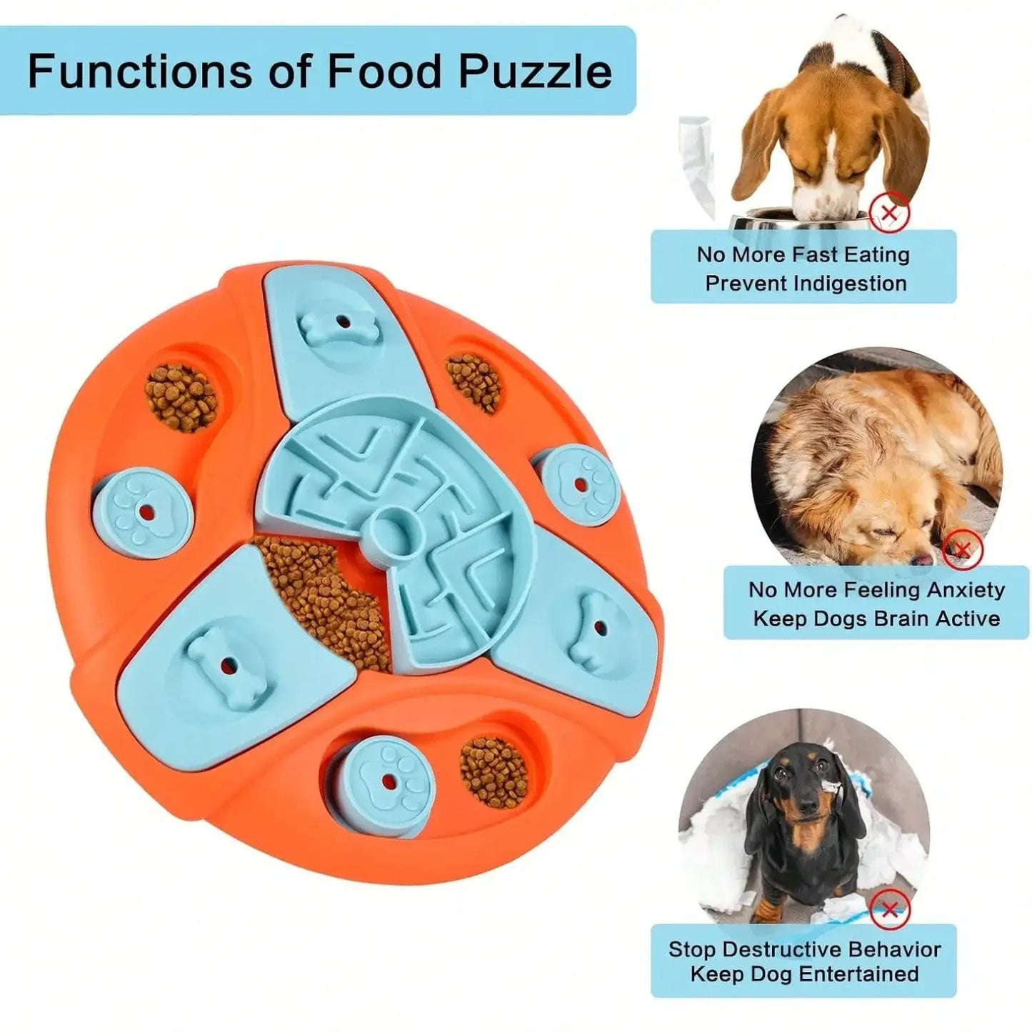 AUSIDAPET Pet Slow Feeders Toys, Interactive Pet games, Round Educational Toys, Dog Food Storage, Improve Pet IQ, Food Feeding Dispenser