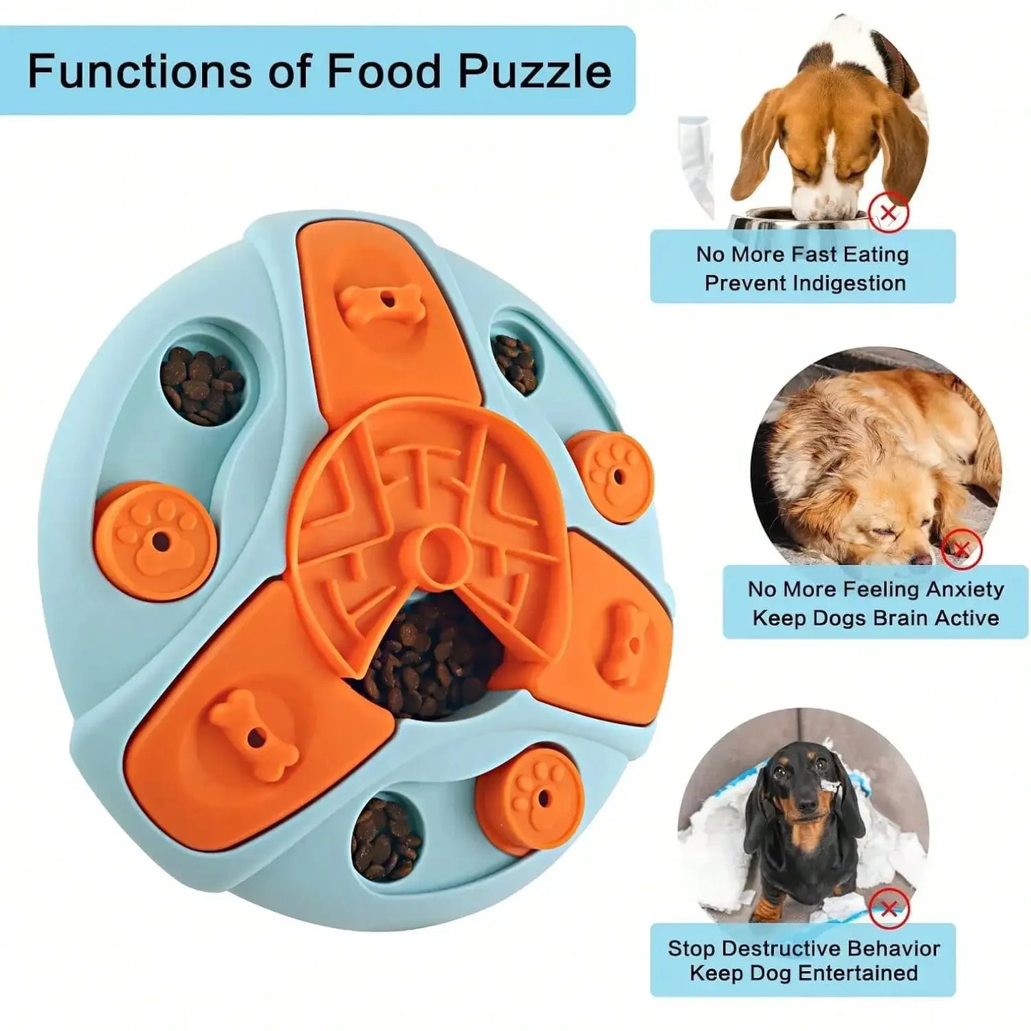 AUSIDAPET Pet Slow Feeders Toys, Interactive Pet games, Round Educational Toys, Dog Food Storage, Improve Pet IQ, Food Feeding Dispenser